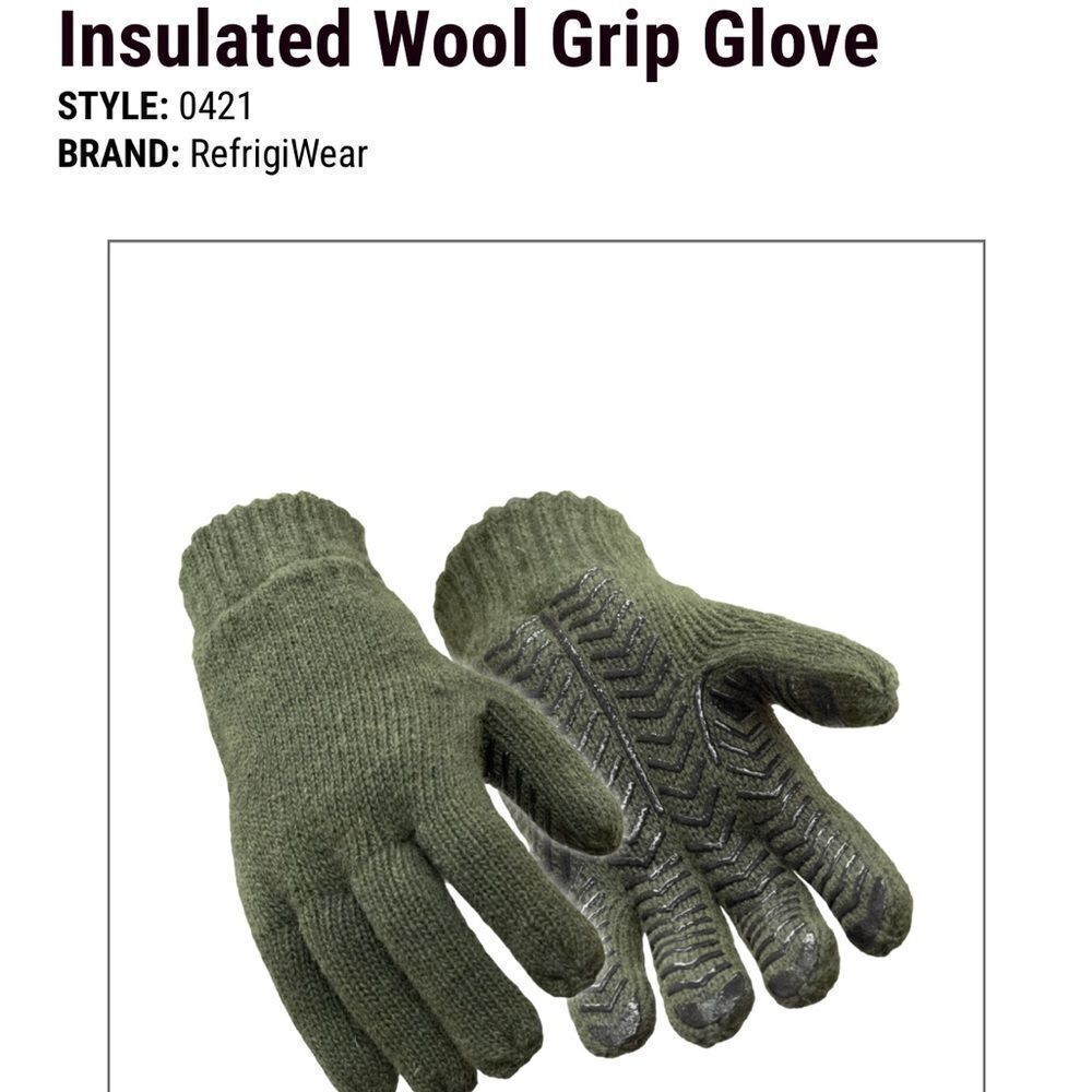 Insulated Wool Grip Gloves green L